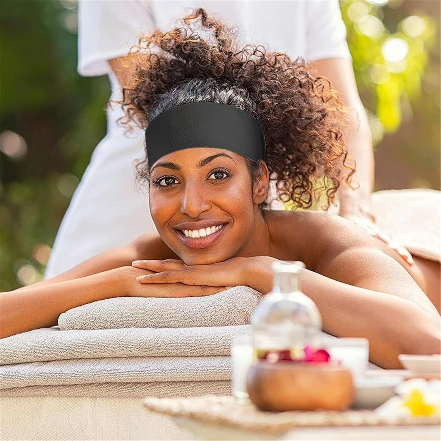 Acycoin2A 100 Ct. Disposable Stretchable Headband with Closure for Spa Facial Treatment Non-Woven Individually Wrapped Hair Wrap image number 4