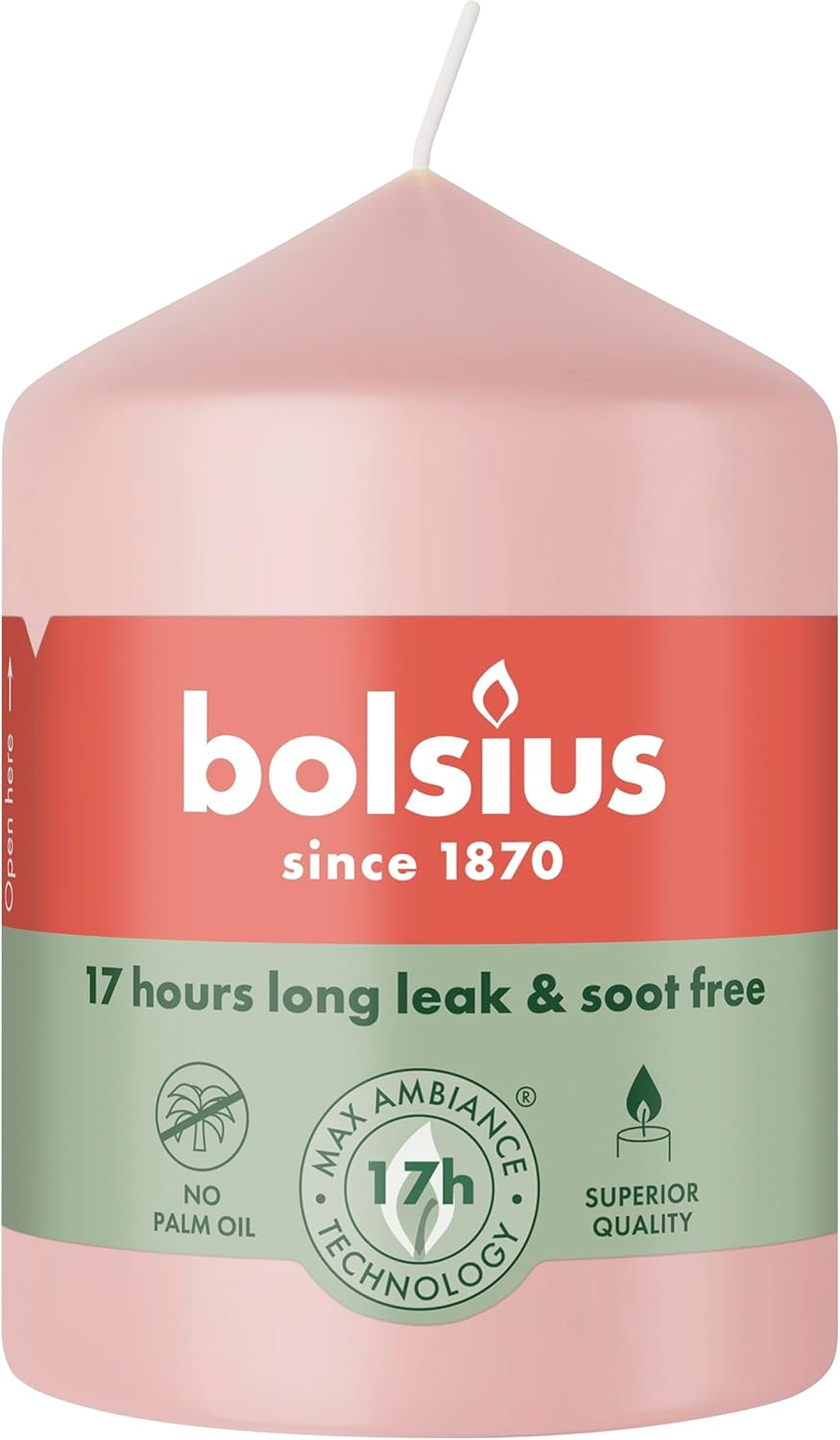 Bolsius - Pillar Candle - Beige - 12 Cm - Burning Time 33 Hours - with Natural Extracts - Natural Plant Wax - without Palm Oil