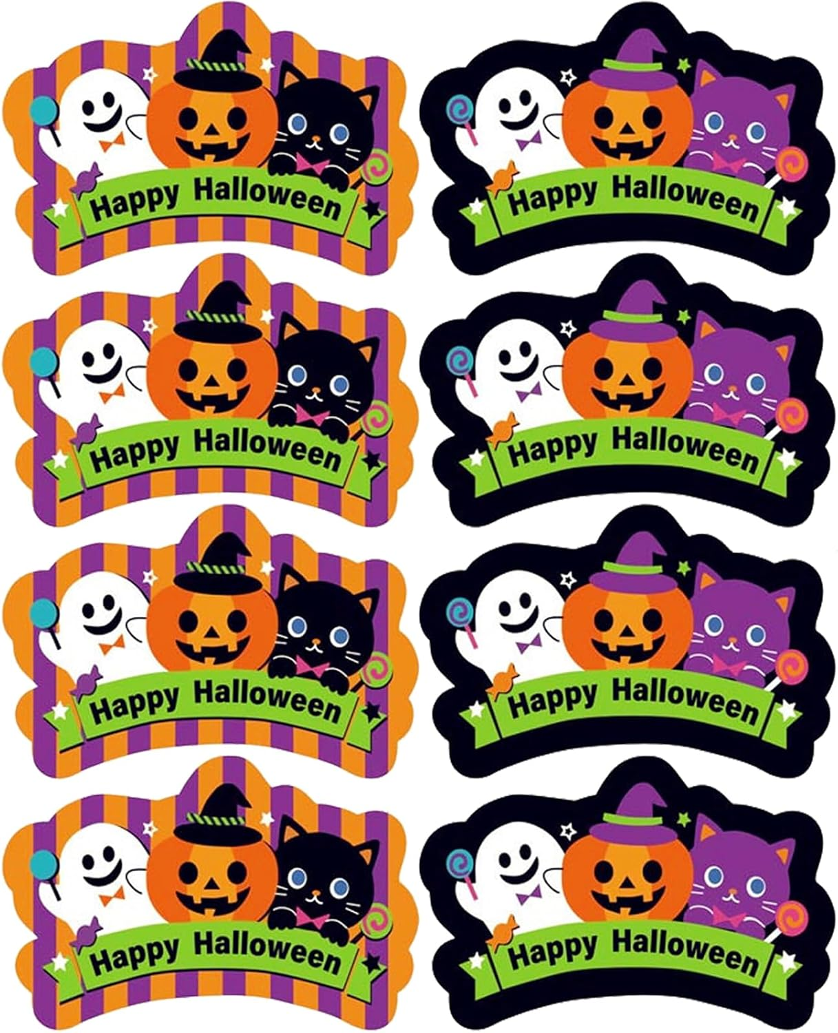 Happy Halloween Sticker Labels, Tuoyi 80Pcs 10 Sheets Ghost Pumpkin Cat Design,Ideal for Kids Halloween Party and Play Games image number 1