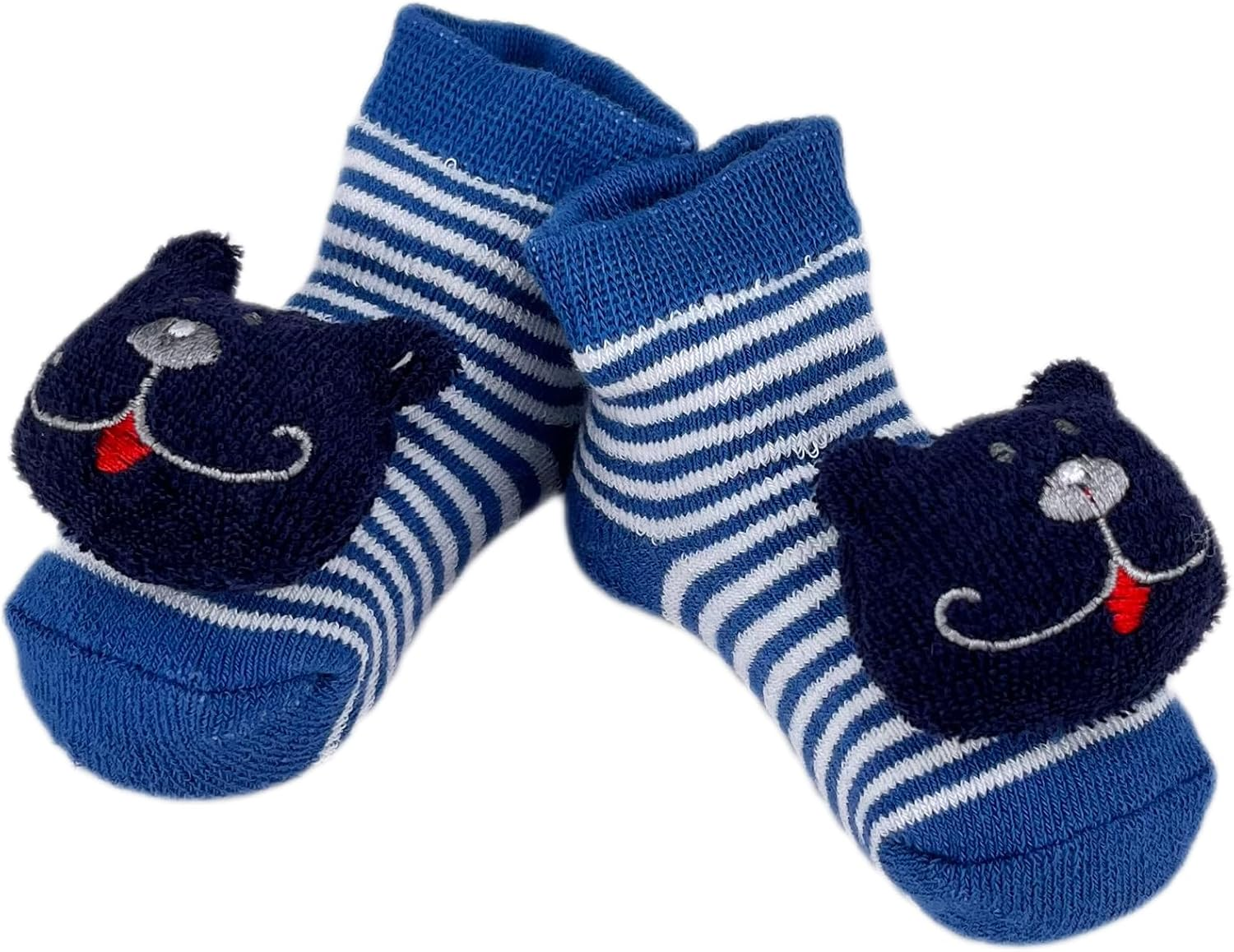 PUPPET Baby Rattle Socks Boys for 0-6 Months 3-Pack Plush Animal Set Cat Bear Raccoon Adorable Infant Boogie Toes Rattle image number 1