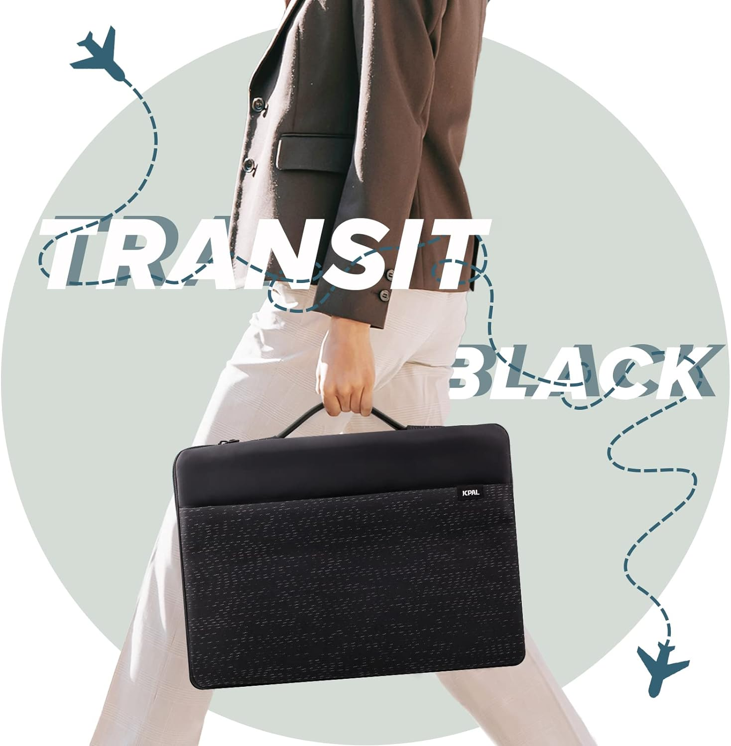 JCPAL 15 16-Inch Transit Sleeve Laptop Computer Sleeve Carrying Case Bag Waterproof Padded with Handle and Large Accessories Pocket for Macbook Air 15" Pro 16" Lenovo ASUS HP Dell Samsung Surface image number 4