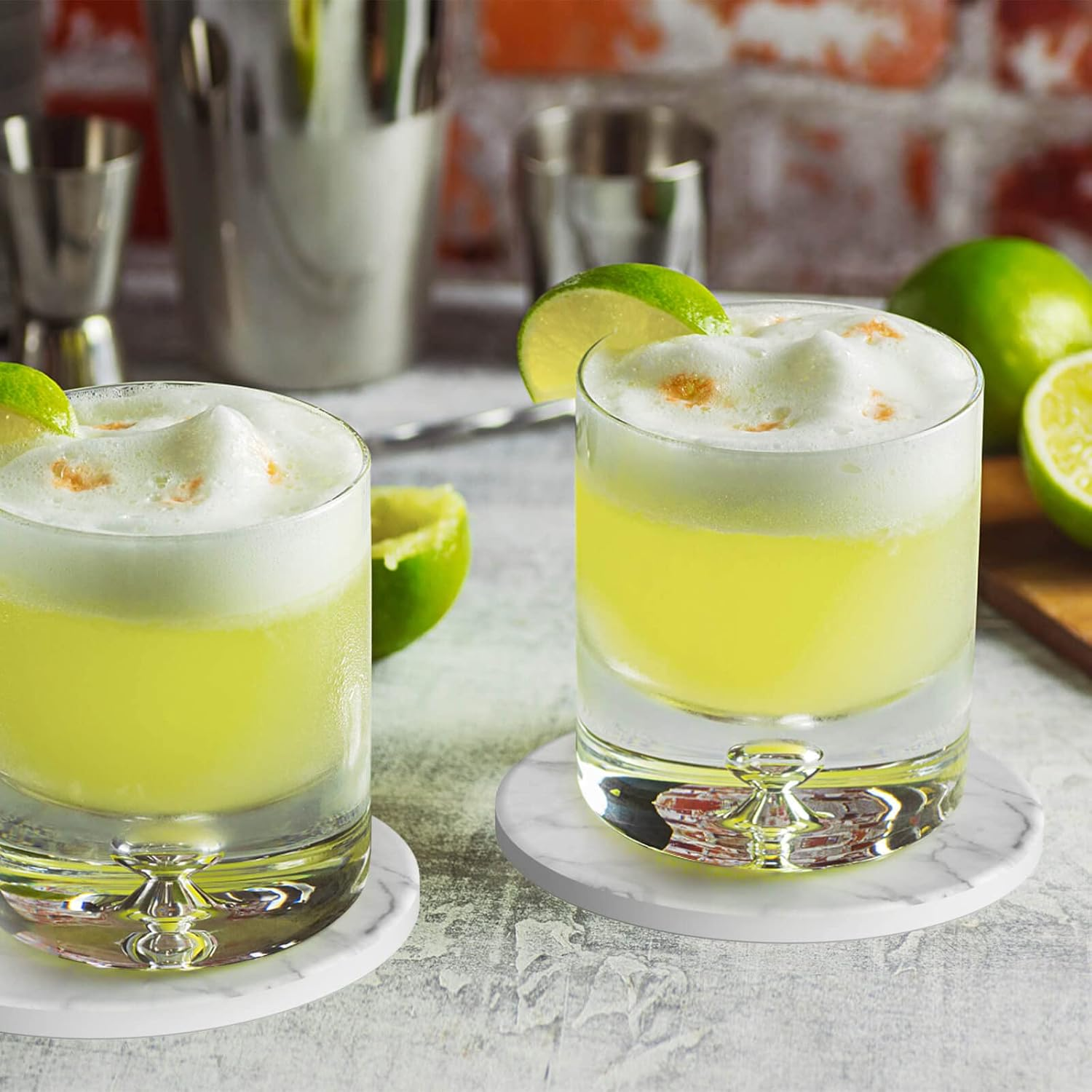 Billbotk 9 Pieces Ceramic Coasters for Drinks with Holder, Absorbent Drink Coasters for Coffee Table, Marble Style Coasters Wooden Table, Suitable for Kinds of Cups, 4 Inches