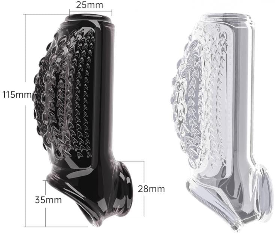2PCS Penis Sleeve Cock Ring Extender Cock Enlarger Condom Sheath Delay Ejaculation Toys Men Couple,Clitoral Stimulation Sex Toys for Men（Titan Transparent+Black） image number 4