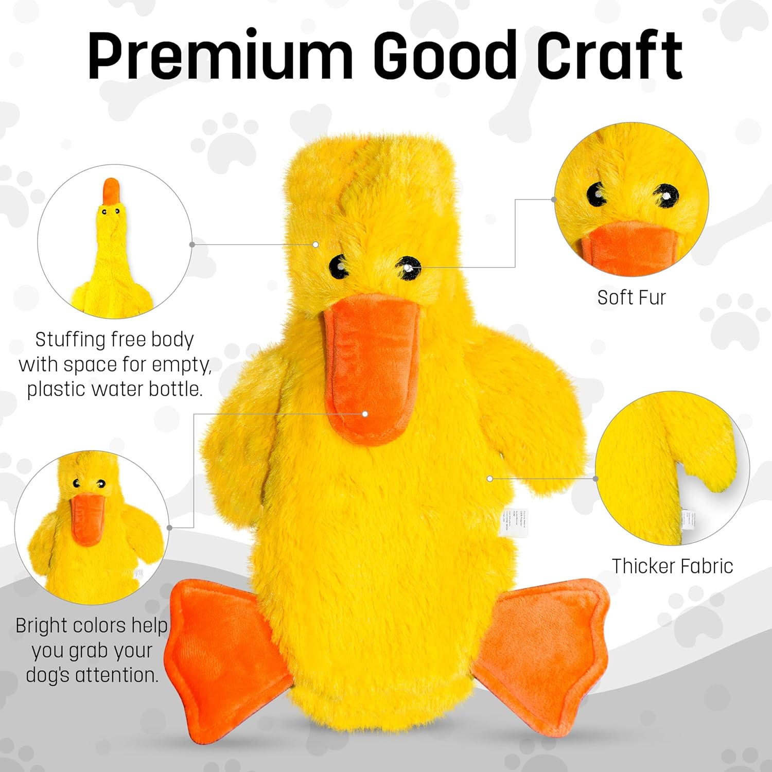 FGA Marketplace Stuffingless Duck Flat Dog Toys, Non Squeaky Dog Toy for Medium and Large Dogs 21 Inch image number 3