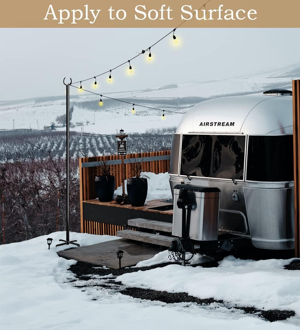 Sprimden 10Ft String Light Poles for Outdoors, outside Light Poles with 5-Prong Base, Suit for Garden, Backyard, Patio, Outdoor Lighting, Matte Black, 2 Packs image number 5