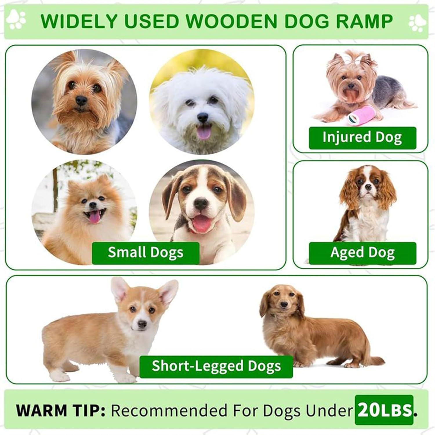 Dog Ramp for Sofa Solid Wooden Pet Ramp Car Dog Ladder with Non-Slip Traction Mat 30X15X25Cm Dogs Ramps Access Stair Assist for High Places for Sofa, Bed, Couch,Car image number 1