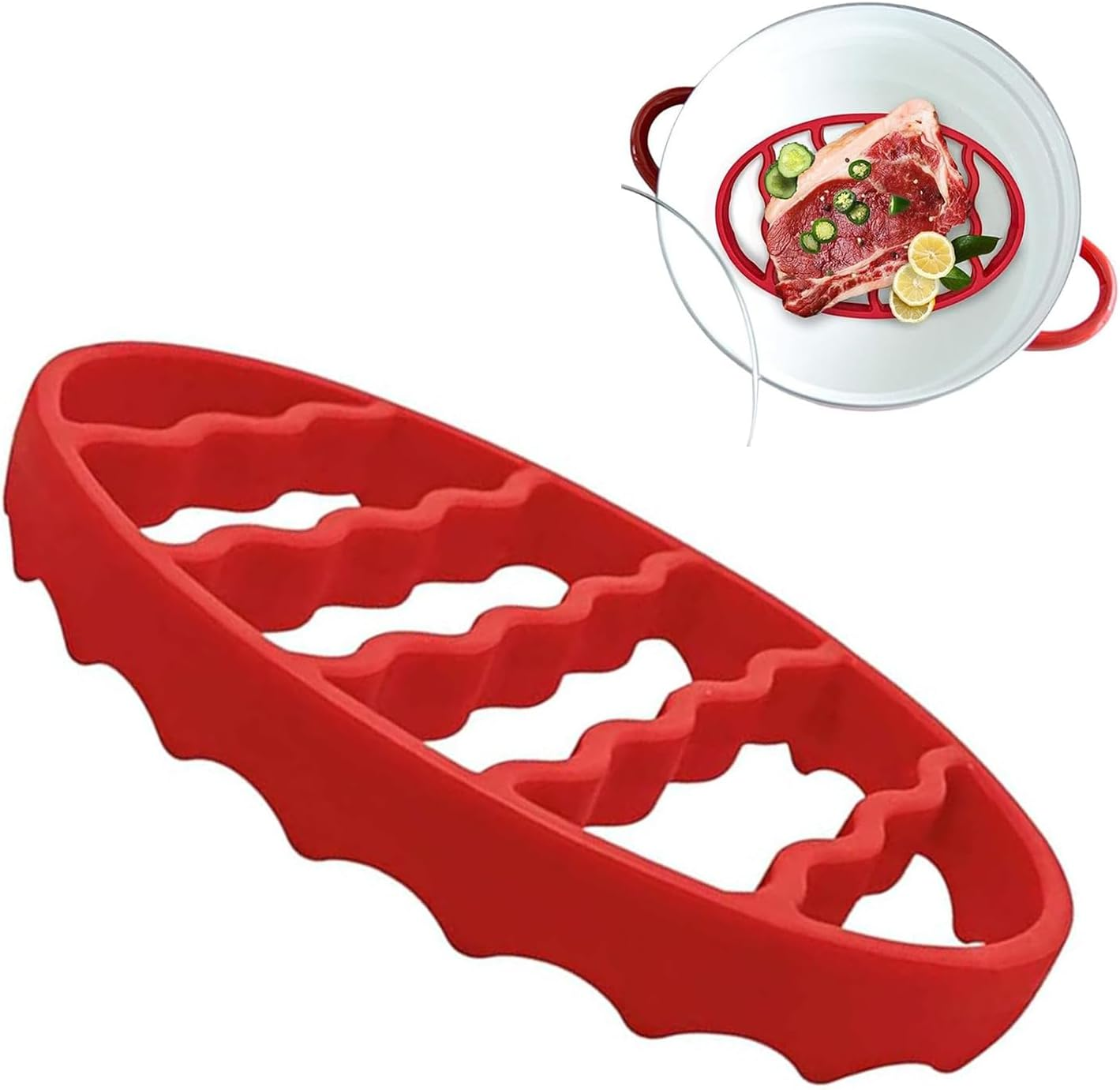 WADY Silicone Roasting Rack, Non Stick Easy-Clean Cooling Rack, Heat-Resistant Cooling Roasting Rack Air Fryer Rack, Silicone Pressure Cooker Roasting Rack Accessories for Meat Vegetables (Green)