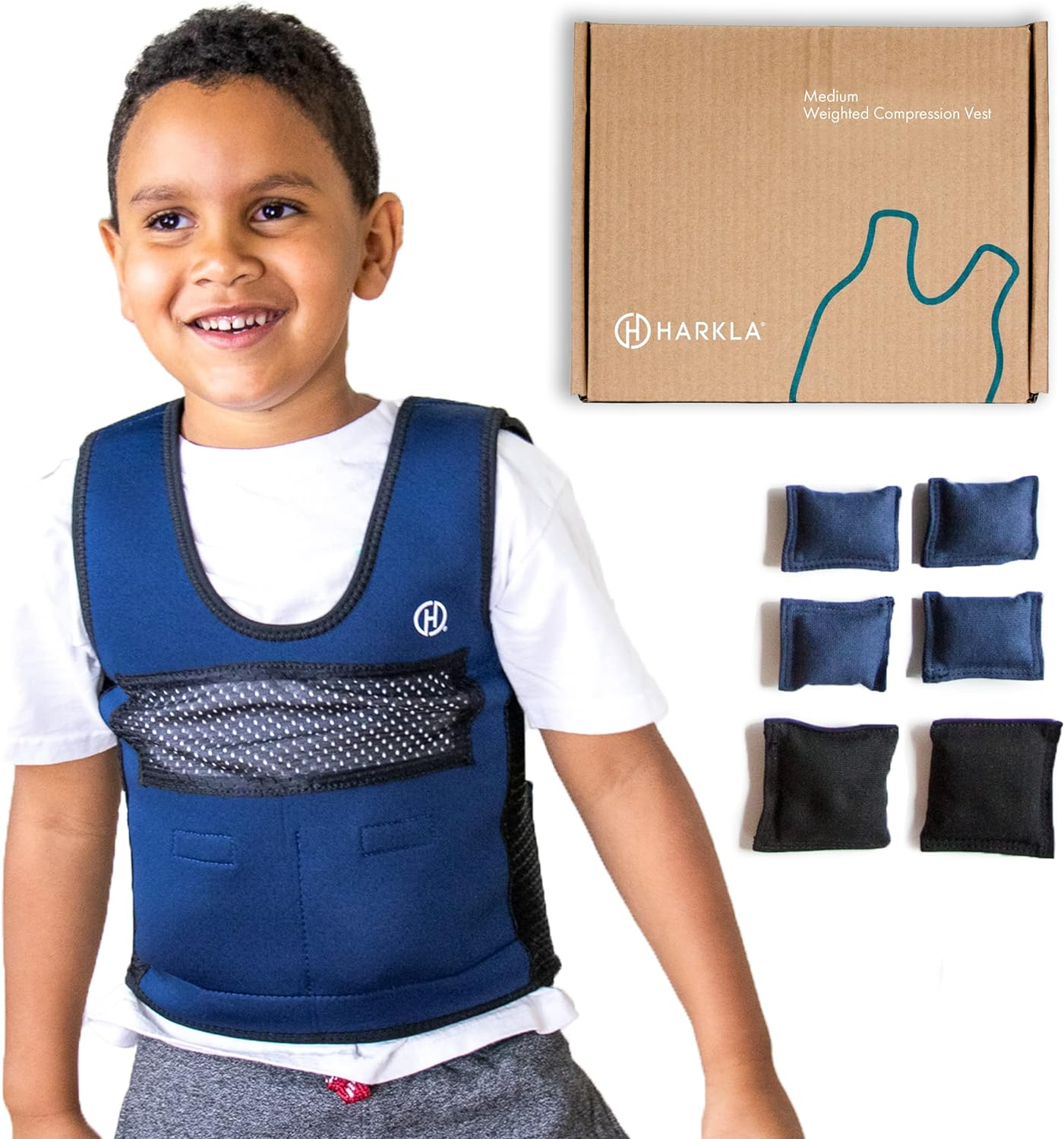 Harkla Weighted Compression Vest for Children (Ages 5 to 9) - Helps with Autism, ADHD, Mood, Sensory Overload - Weighted Vest for Kids with Sensory Issues image number 6
