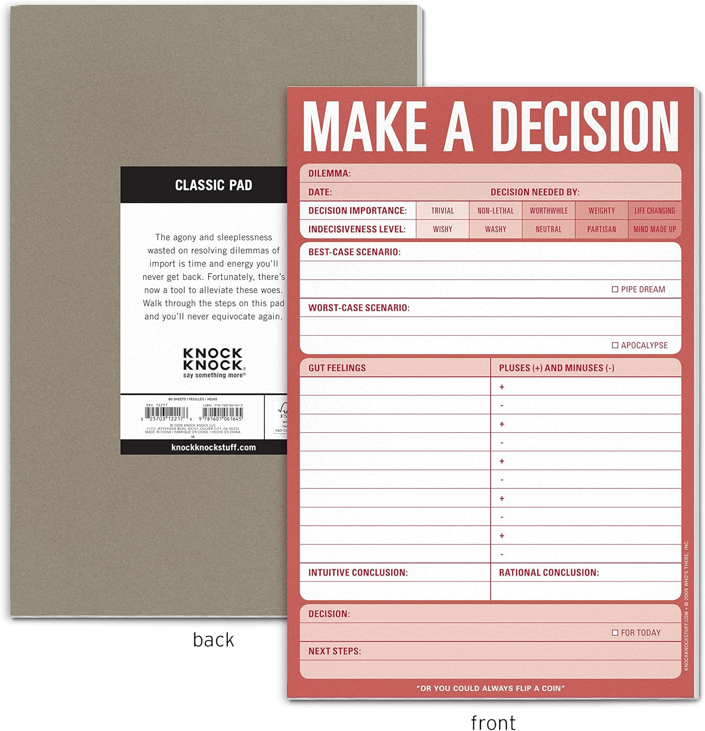 Knock Knock Make a Decision Checklist Note Pad, 6 X 9-Inches