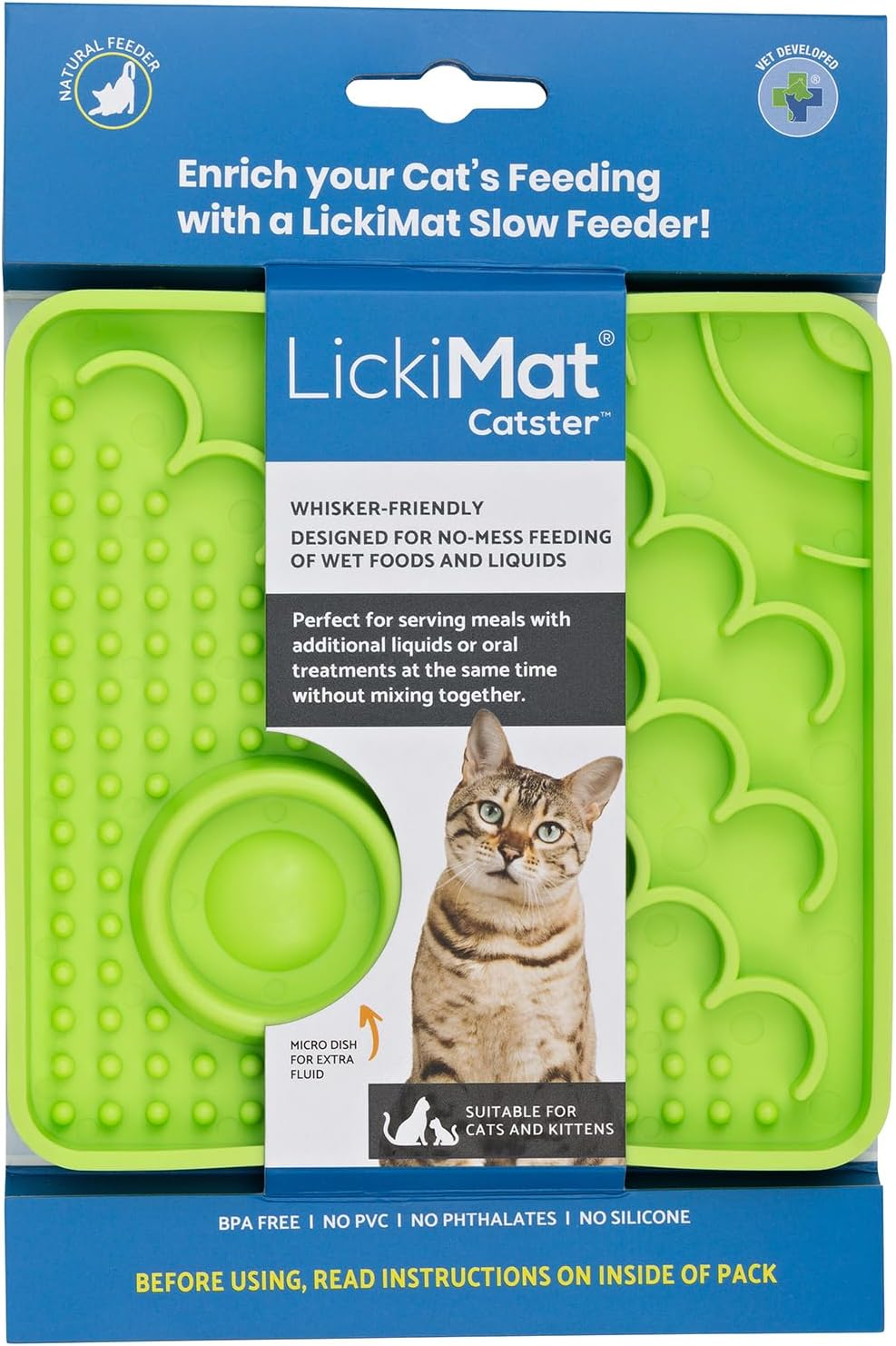 Lickimat Catster Combo Slow Feeder with Micro Dish - Enhance Hydration - Ideal for All Cats and Kittens - Promotes Healthy Eating and Engagement - Innovative Cat Feeding Solution