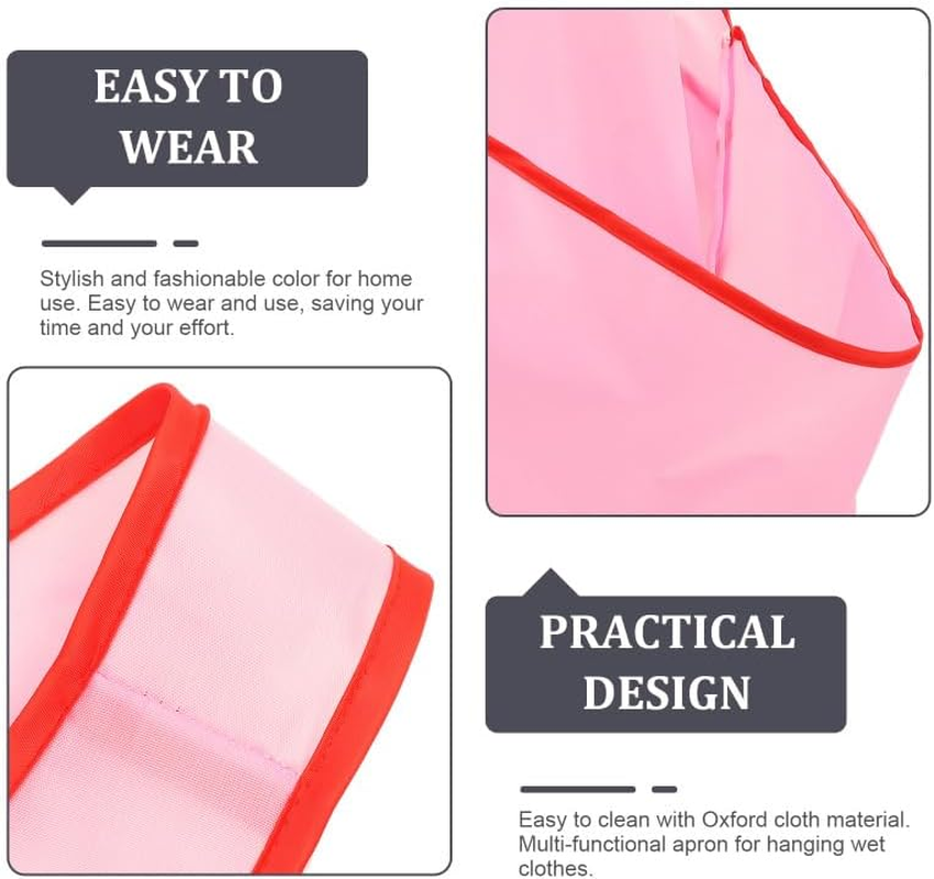 Shopiness Laundry Apron for Wet Clothes Transport and Practical Laundry Solution with Large Pocket, Drying Apron Ideal for Drying, Gardening, and Daily Use (Pink) image number 6
