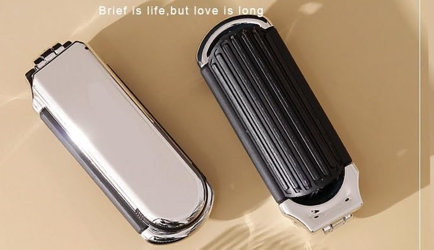Travel Hair Brush with Mirror Folding Hair Massage Comb Compact Portable Hair Brush for Purse Wet & Dry Detangling (Style 1, One Size) image number 2