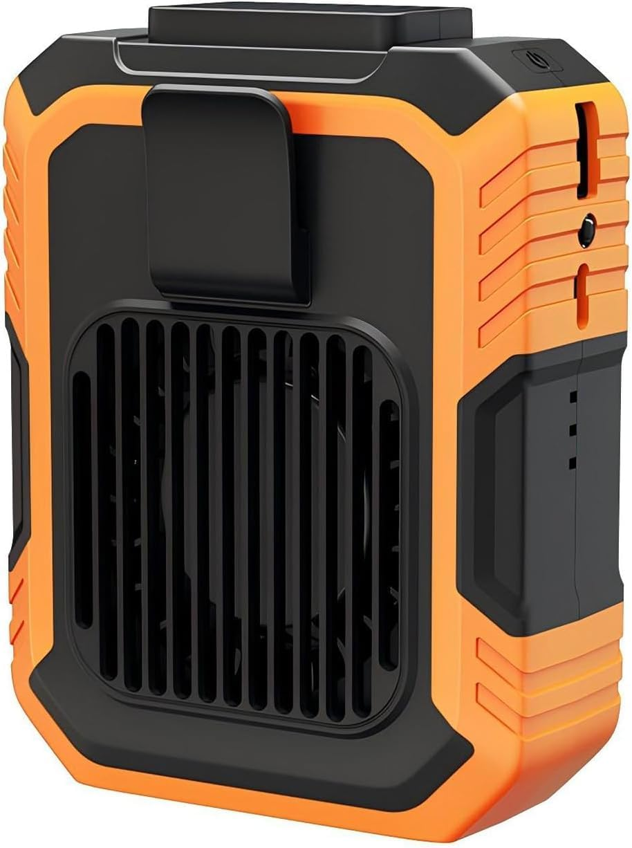 Portable Waist Fan with 5000Mah Battery & 3-Speed, Rechargeable Wearable Clip Fan for Neck and Waist, Hands-Free Cooling with LED Light for Outdoor, Work, Travel (Vibrant Orange) image number 5