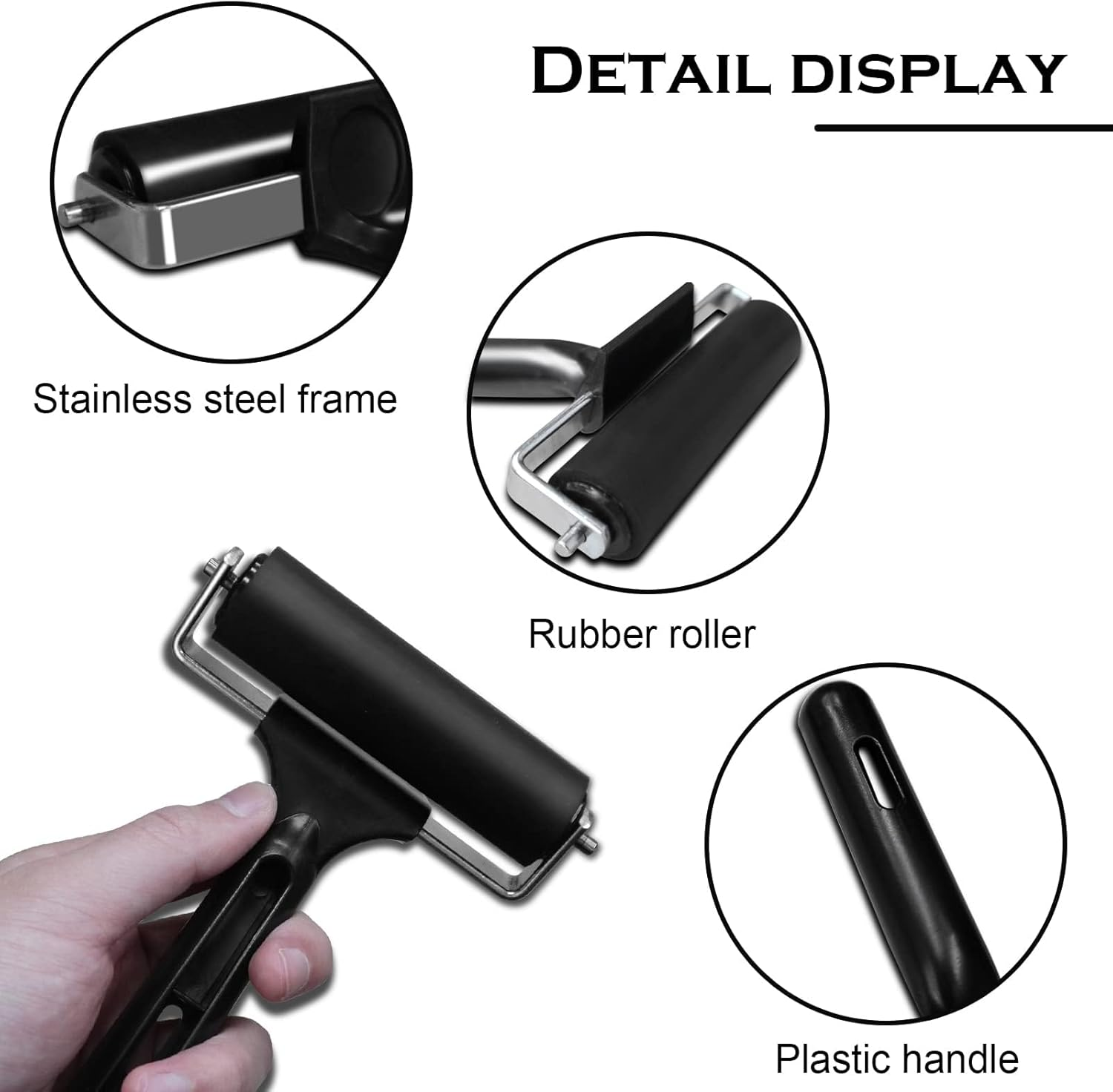 Rubber Roller for Flooring Installation 4 Inch Rubber Brayer Glue Roller for Boat Flooring Install Printmaking Painting Stamping Wallpaper Gluing Application image number 4