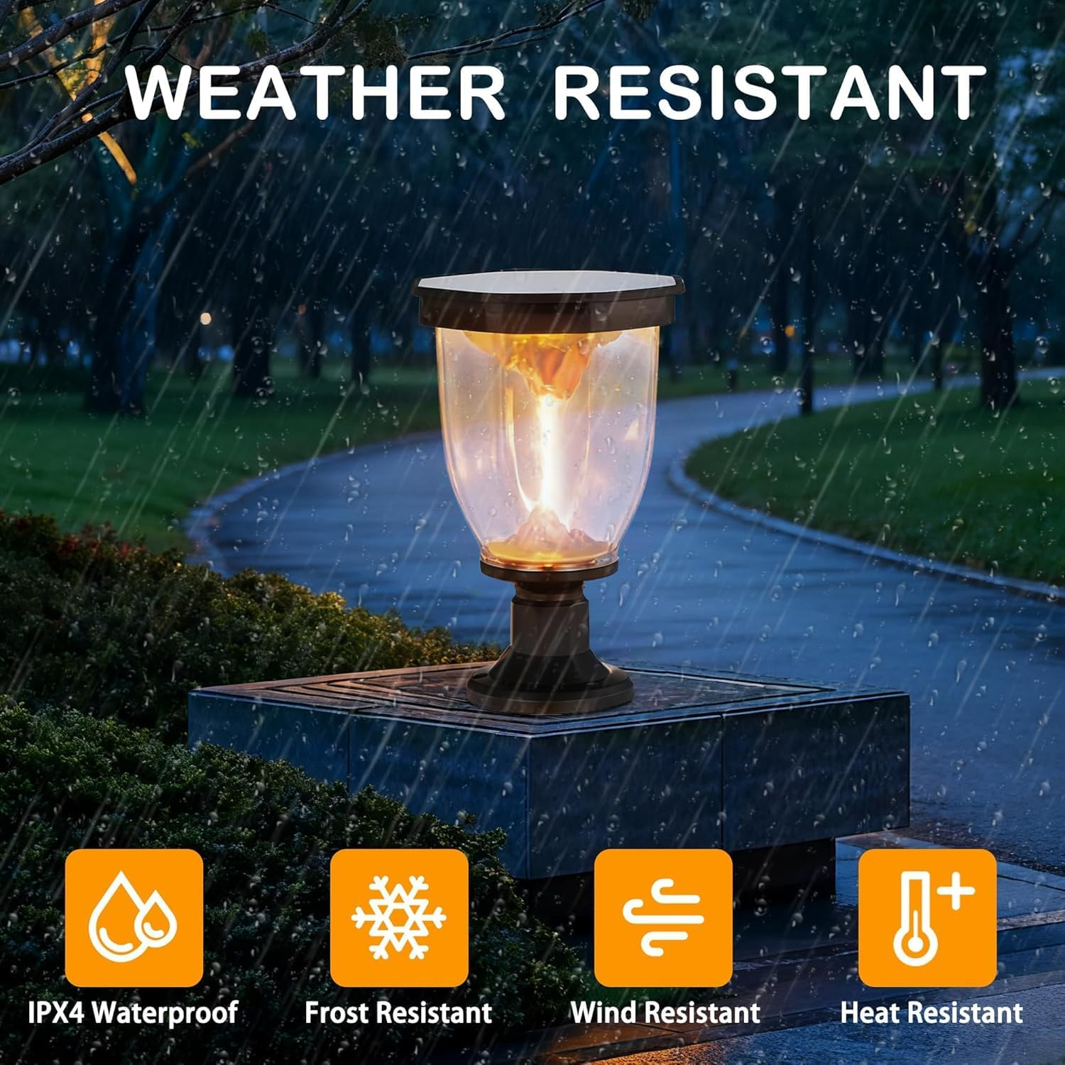 Solar Lights Outdoor Garden Waterproof, Flame Mountain LED Solar Light,Decorative Solar Post Lights for Yard, Patio & Landscape image number 3