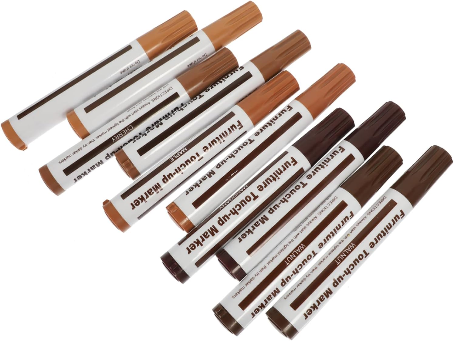 10Pcs Furniture Touch-Up Marker Pens Wood Repair Kit for Cabinets Floors Tables Doors Instantly Dries and Covers Scuffs Waterproof Paint Pens Portable Wood Scratch Repair image number 2