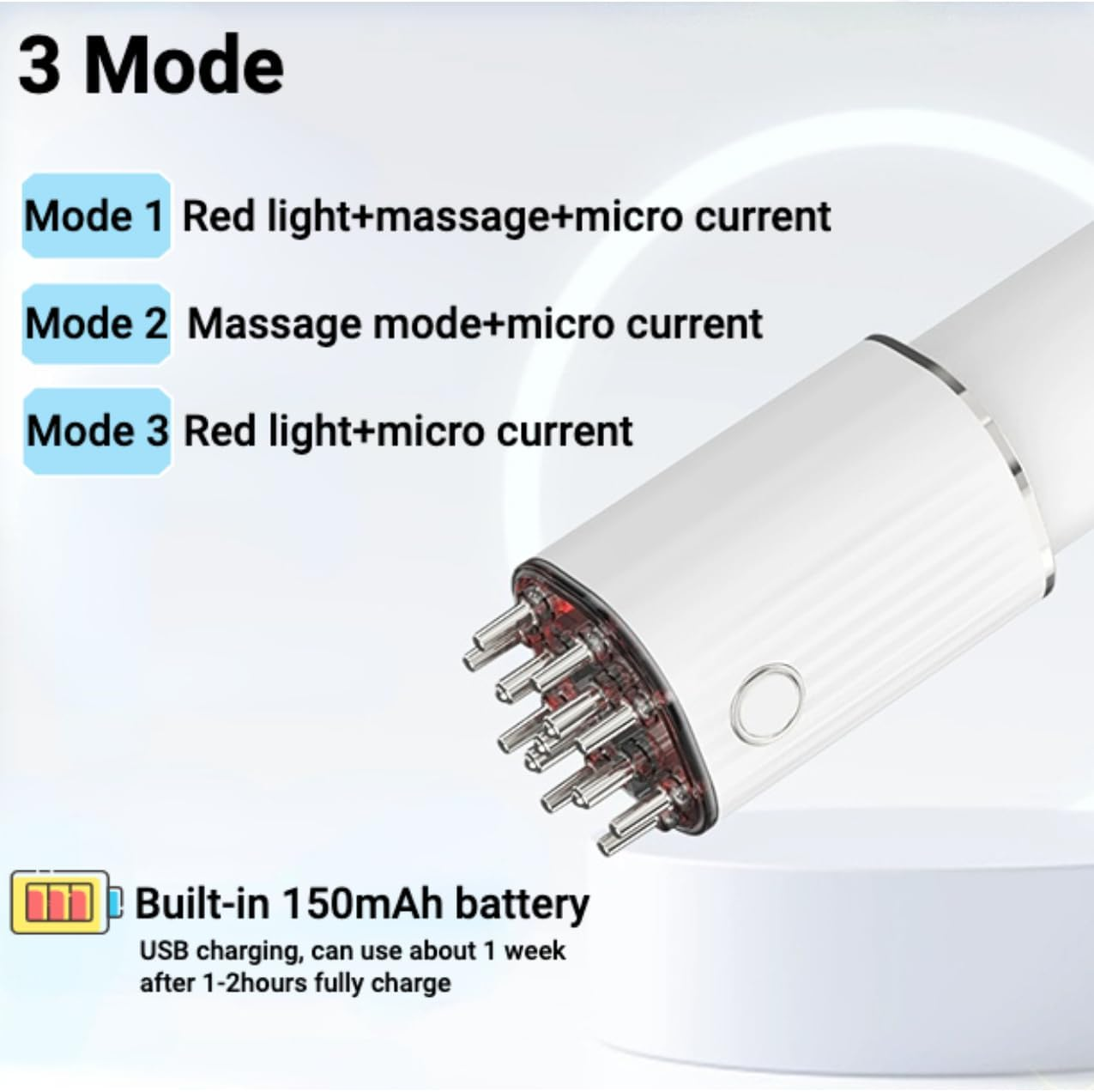 Zilynhom Scalp Massage Brush, Anti-Hair Loss Oil Dispenser with Vibration, 70 Ml Bottle, USB, Gift for Women and Men, Hair Oil Applicator for Minoxidil Hair Growth Serum, Head Massage Oil, Root Comb image number 4