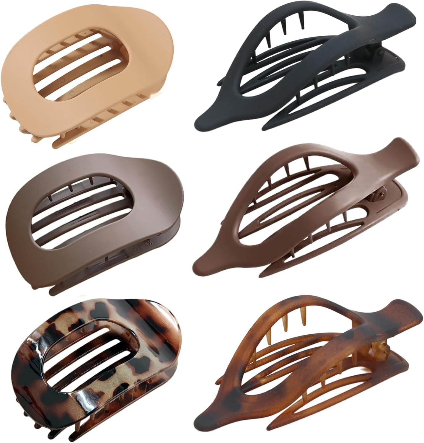 Hair Claw Clips for Women, 6 PCS Flat Hair Clips for Thick Thin Hair, Large Matte Hair Claw Nonslip for Girls Decoration