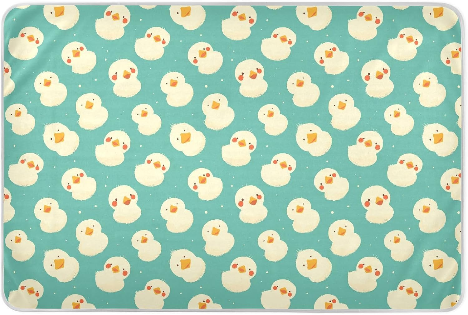 White Cute Duck Face Extra Large Resuable Changing Pad Covers Waterproof Washable Bed Wetting Sheet Leakproof Quick Drying Toddler Bedding Products for Infant Baby 52" L X 34" W image number 4
