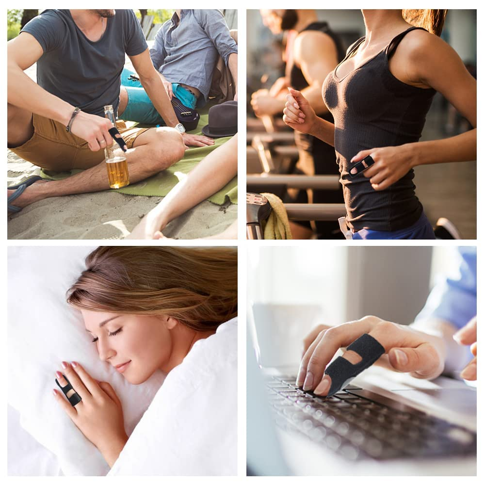 Trigger Finger Splints, 2 Pieces Finger Support with 2 Gel Sleeves, Index Finger Brace for Pointer, Middle, Mallet Ring, Broken Knuckle Immobilization