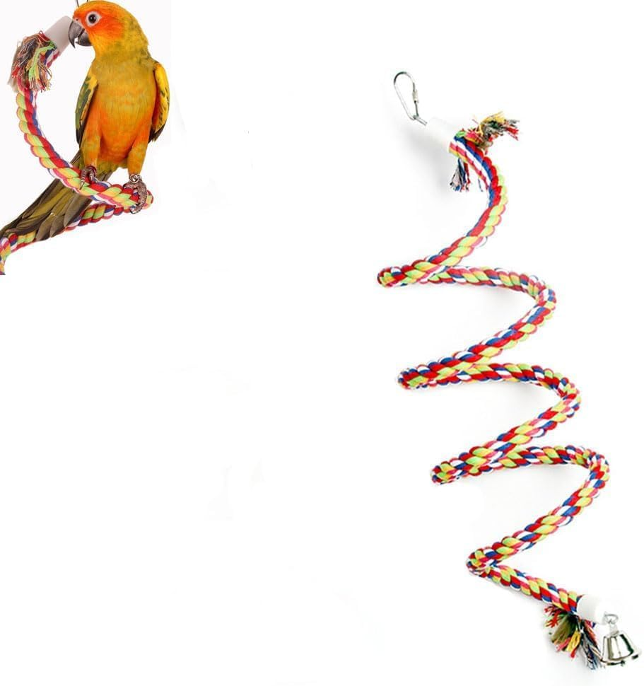 Colorful Cotton Rope Bird Perch Stand, 1Pc Pet Bird Rope Perches Parrot Cage Perch,Colorful Rotate Cotton Rope Bird Perch Stand,Bird Rope Perches Birdcage Swing Toy