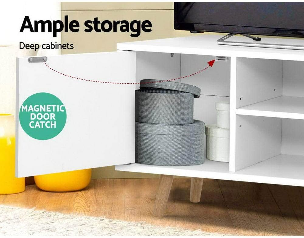 Artiss TV Unit Cabinet Entertainment Units, Wood Stand Table Cabinets Storage Shelf Organiser Cupboard Home Living Room Bedroom Furniture, with 2 Drawer and Cable Management Holes White image number 1