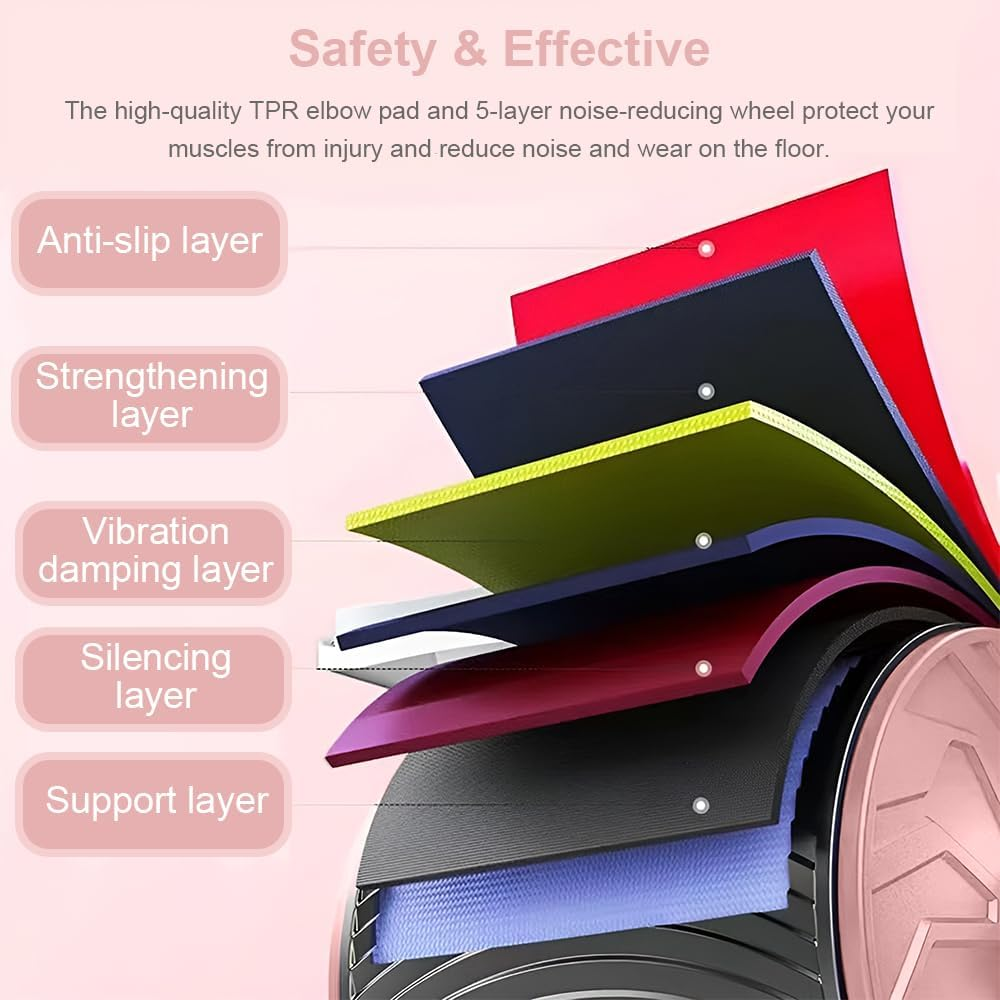 MTSDM Ab Roller Wheel and Pull Rope Set, Elbow Support Automatic Rebound Abdominal Wheel, Difficult Abdominal & Core Strength Training Core Strength Training Wheel with Phone Holder for Workout Home image number 4