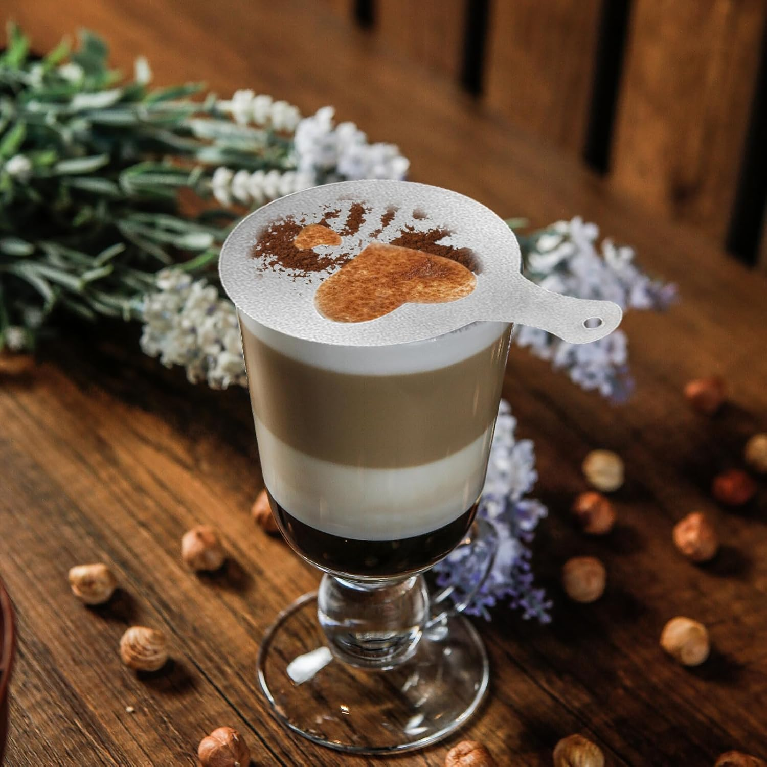 NILLOS Latte Art Template, 16 PCS Coffee Decorating Stencils for Cappuccino, Cookie Drawing (Assorted Styles) image number 5