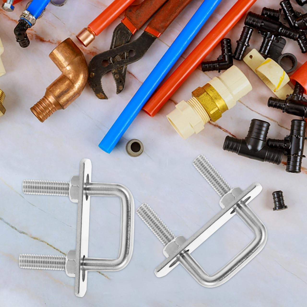 4Pcs Stainless Steel U Bolts 1-1/4 Internal Width Heavy Duty Square Bend U-Bolt Fasteners with Washers and Nuts for Trailer Boat Accessories image number 3