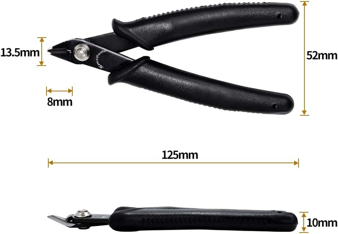 SPEEDWOX Flush Cut Wire Cutters - 5 Inch Diagonal Side Cutting Pliers, Mini Electronic Scissors, Oblique Shear with Internal Spring - Precision Fine Jewelry Making Tool