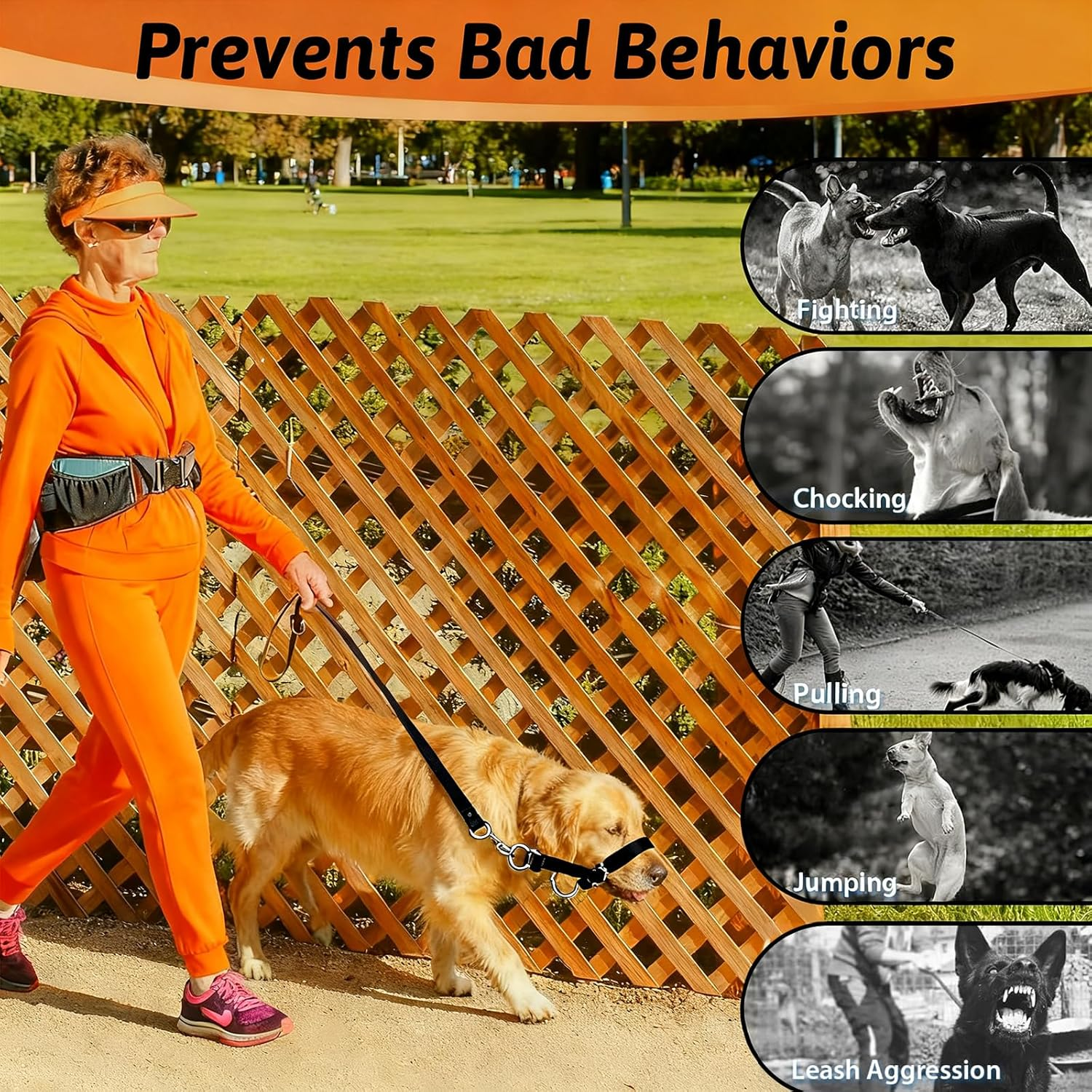 Dog Head Collar, Soft Dog Collar for Small, Medium, and Large Dogs on Walks, No - Pull Training Halter for Heavy Pullers (Black, L)