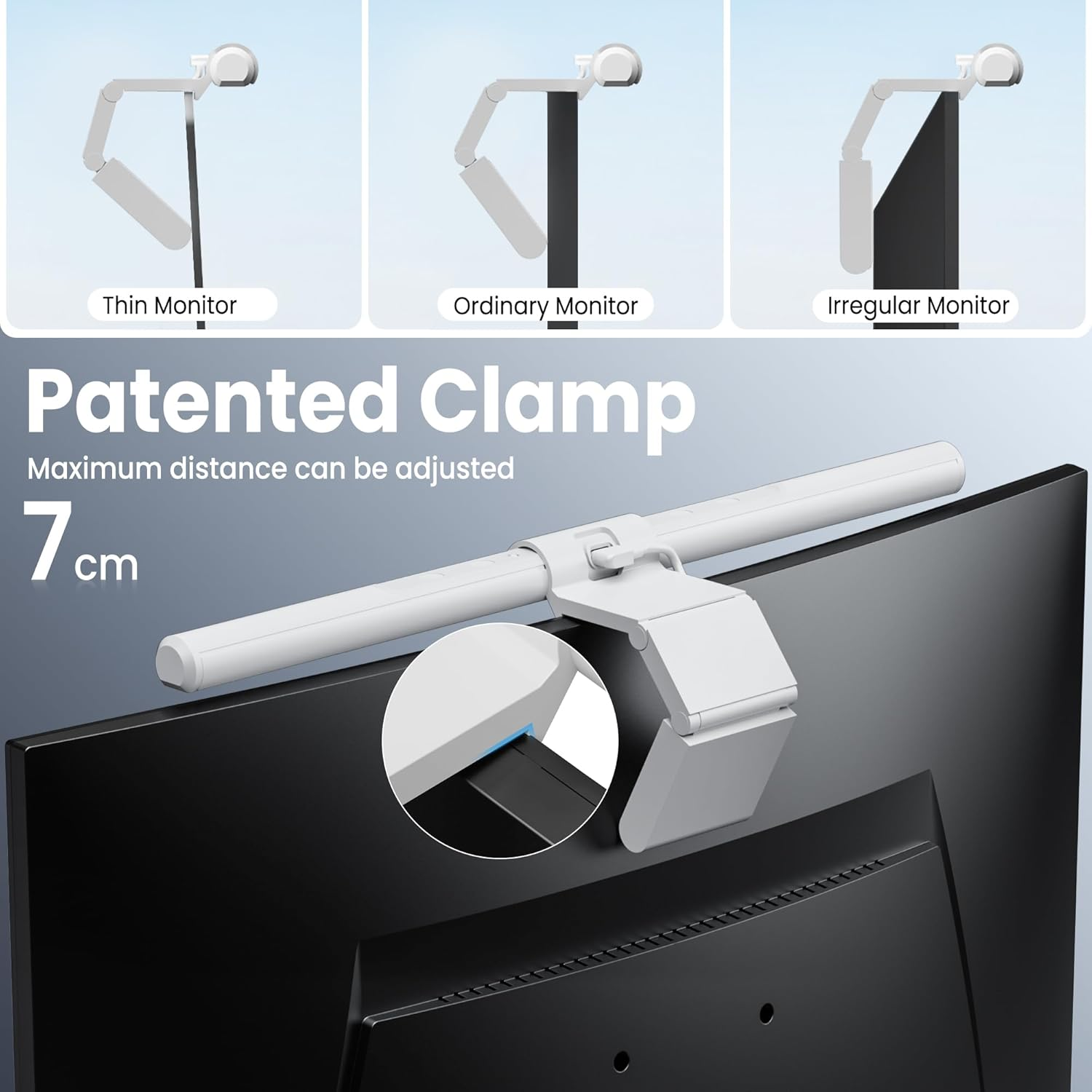 Quntis Computer Monitor Lamp, Screen Monitor Light Bar for Eye Caring, USB Reading LED Desk Lamp with Auto-Dimming, Dimmable Lamp Bar, Touch Control, No Glare Space Saving Home Office Desk Lamps image number 4
