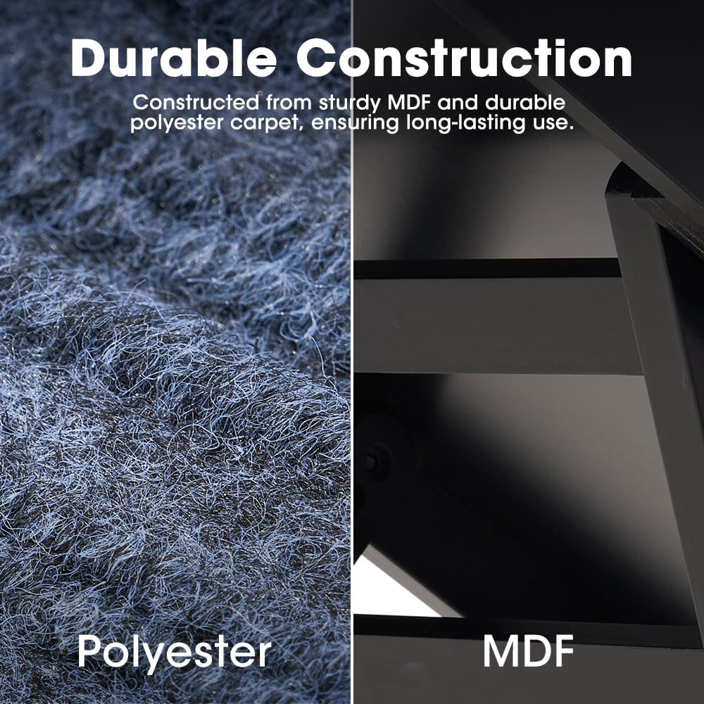 Dog Ramp for Bed for Small Medium Dogs, 90CM Long 33-45CM Adjustable Height Dog Stairs, Folding Portable Pet Ramp for Couch, Bed or Sofa, Pet Ramps with Non-Slip Carpet, Black image number 3