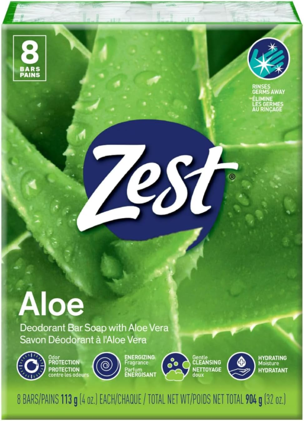Zest Bar Soap, Fresh Aloe, 4 Oz, 16 Bars Pack image number 4