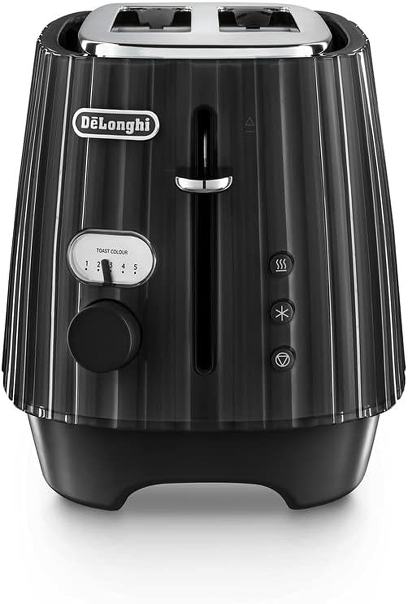 De'Longhi Ballerina Toaster, 2 Slot Toaster, Reheat, 5 Browning Settings, Defrost and Cancel Functions, Pull Crumb Tray, CTD2003.BK, 900W, Black