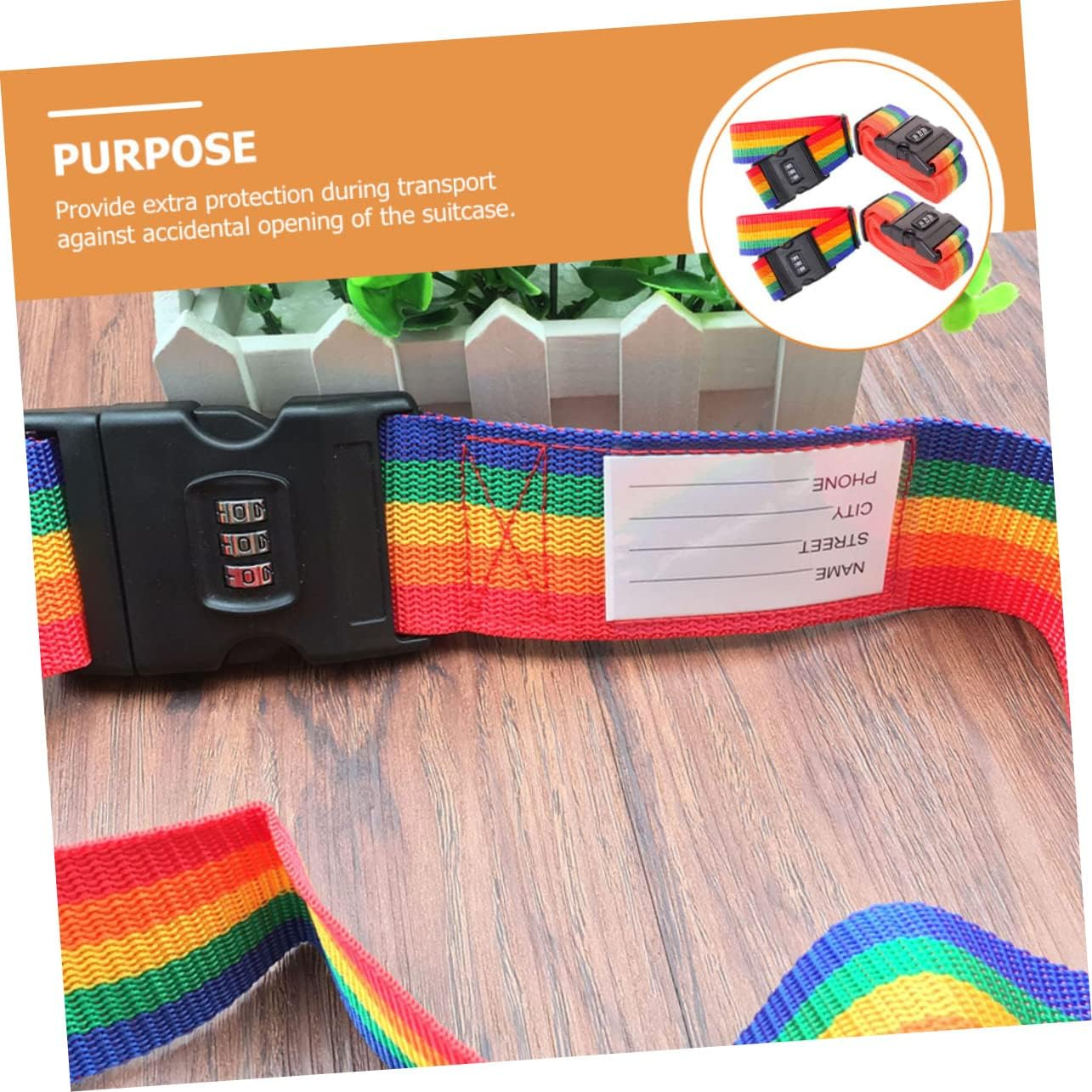 WATIIFUFU 4Pcs Adjustable Luggage Straps for Suitcases Tie down Cam Straps for Travel Duffel Bag Rainbow Colors image number 4