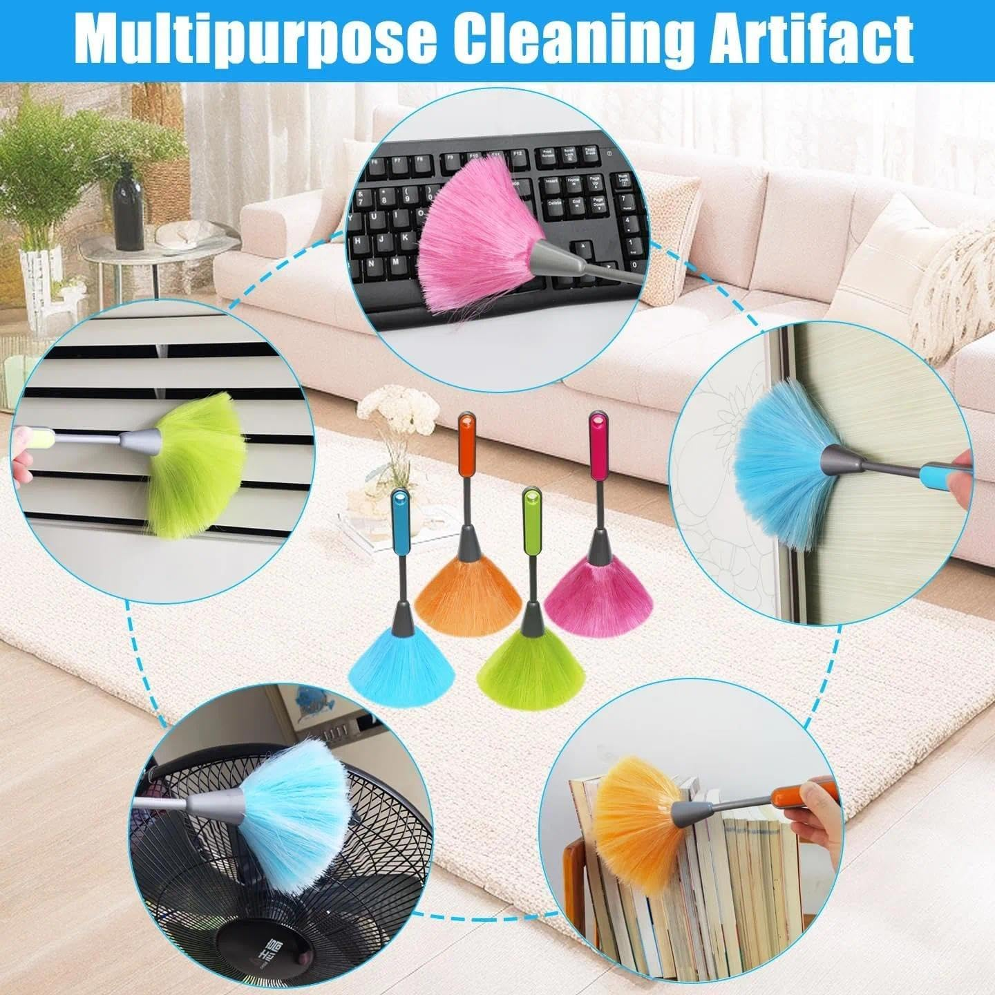 4 Pack 10" Microfiber Duster, Small Feather Duster for Dust Cleaning, Fluffy Dusters for Computer Screen, Keyboard, Books, Home & Office &ndash; Ermaoo