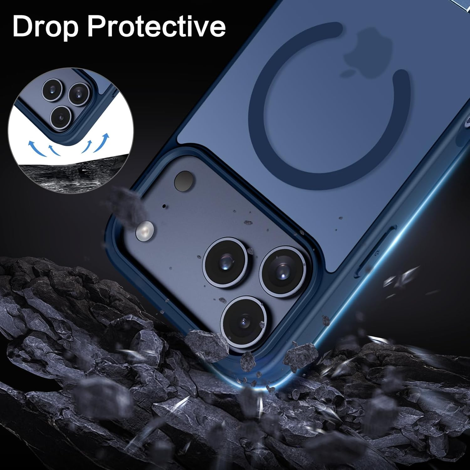 VENINGO Case for Iphone 17 Pro Max, Magnetic Cover with Invisible Kickstand, Compatible with Magsafe Slim Translucent Matte Full-Body Protective Shockproof Case for Iphone 17 Pro Max 6.9 Inch, Blue