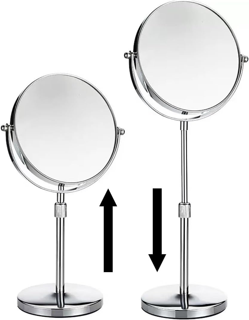 Zarek 8 Inch Makeup Mirror with 10X Magnification, Make up Mirror Double-Sided, Table Mirror with Pedestal for Shaving, Standing Mirror Height Adjustable Chrome Finish (8 Inch, 10X) image number 4