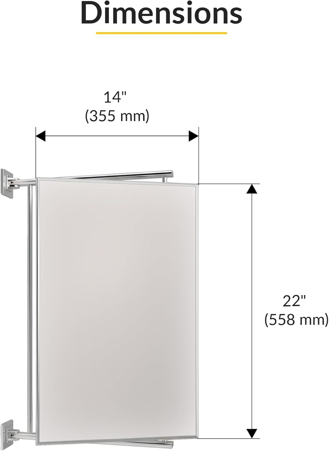 Brixwell PNV14CH 14" W X 22" H Pivot-N-Vue Double Hinged Mirror Rectangular Polished Chrome image number 7