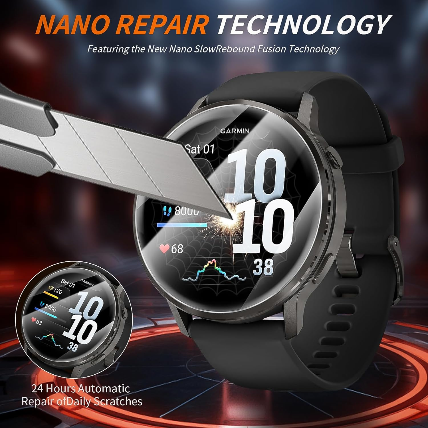 Suoman 6+2 Pack for Garmin Venu 4 45Mm Screen Protector, TPU High Definition Clear Protective Film(6)+ Silicone Anti-Dust Plugs(2), Full Coverage Flexible Anti-Scratch, No Bubble image number 5