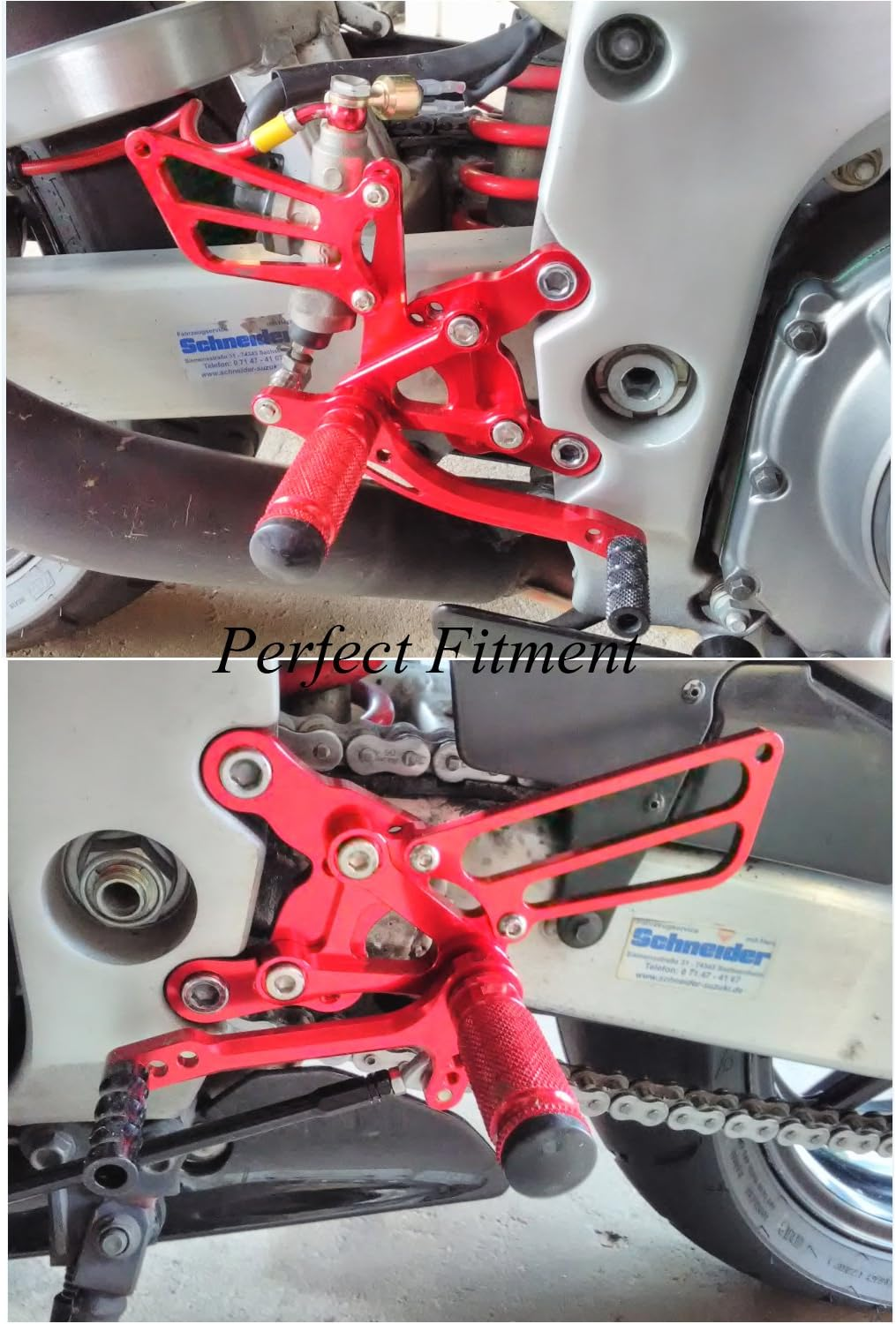 FXCNC CNC Billet Motorcycle Rearset Foot Pegs Rear Set Footrests Fully Adjustable Foot Boards Compatible with CBR900RR 893Cc (SC28) 92-95,CBR919RR (SC33) 96-99,CBR400RR NC29 93-99 - Blue image number 2