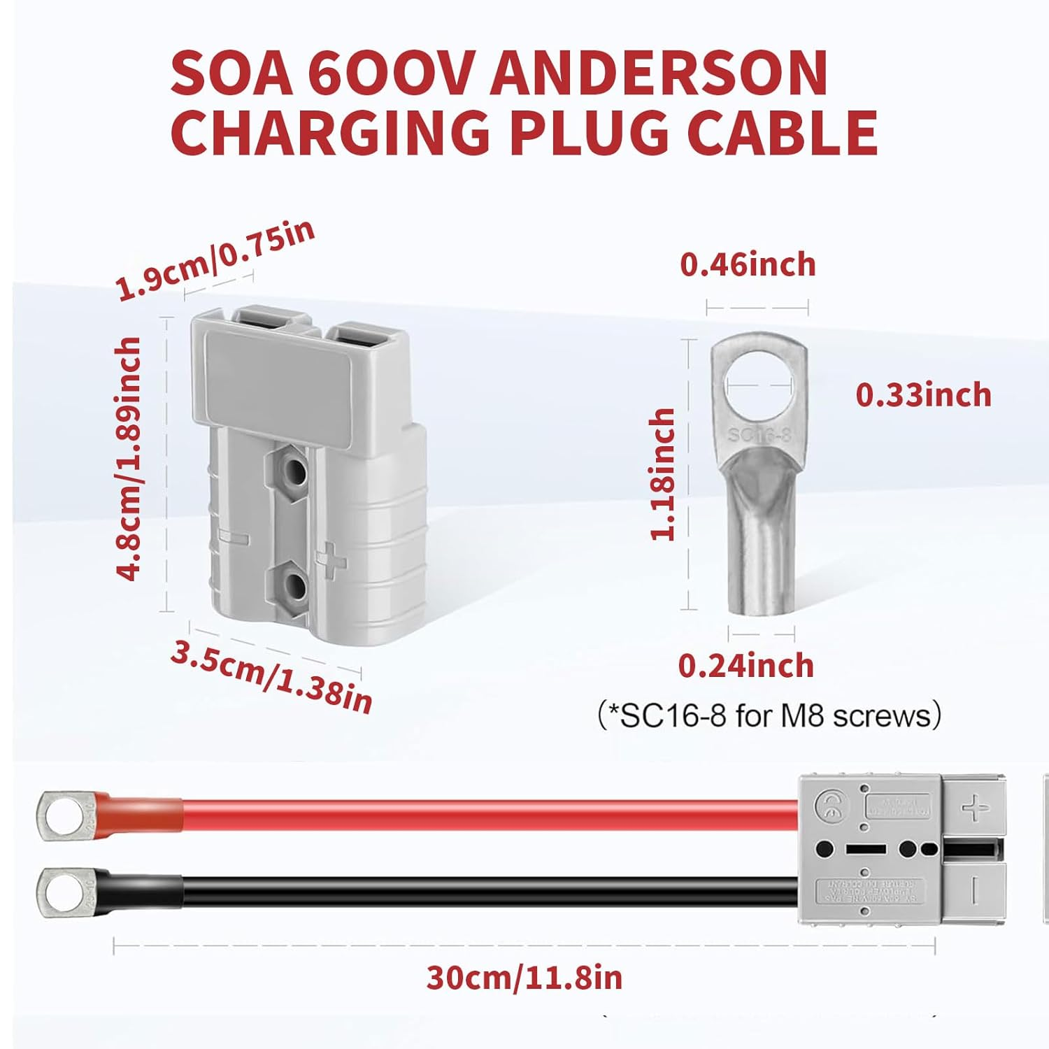 MAEZOE 2Pcs 50A Anderson Plug to Ring Terminal Cable with Fuse Box, Heavy Duty Battery Quick Connect for RV Solar Power and Caravans image number 5