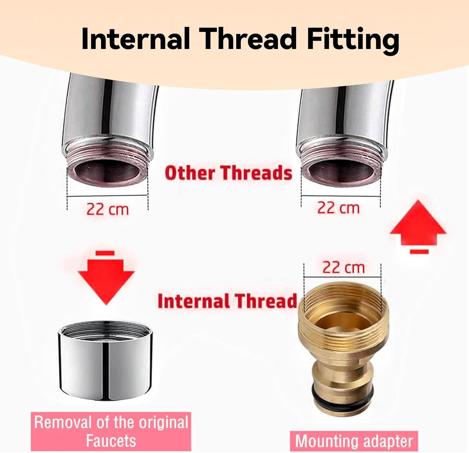 Brass Garden Hose Quick Connect Adapter - Threaded Tap Connector for Kitchen Sink, Bathroom & Outdoor Use, 22Mm Female 24Mm Male Brass Fitting image number 2