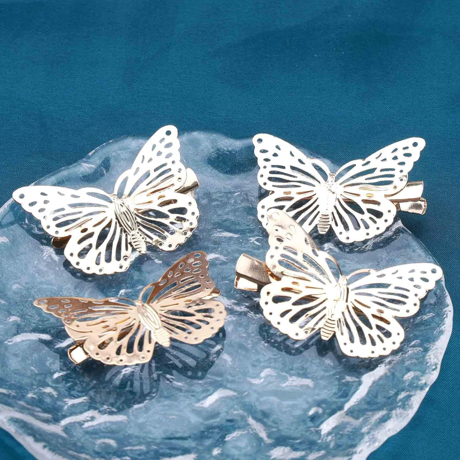 Yheakne Boho Butterfly Hair Clip Pen Gold Hair Clip Vintage Barrette Clips Butterfly Hair Clips Decorative Hair Clip Hair Accessories for Women and Girls 4 Pieces