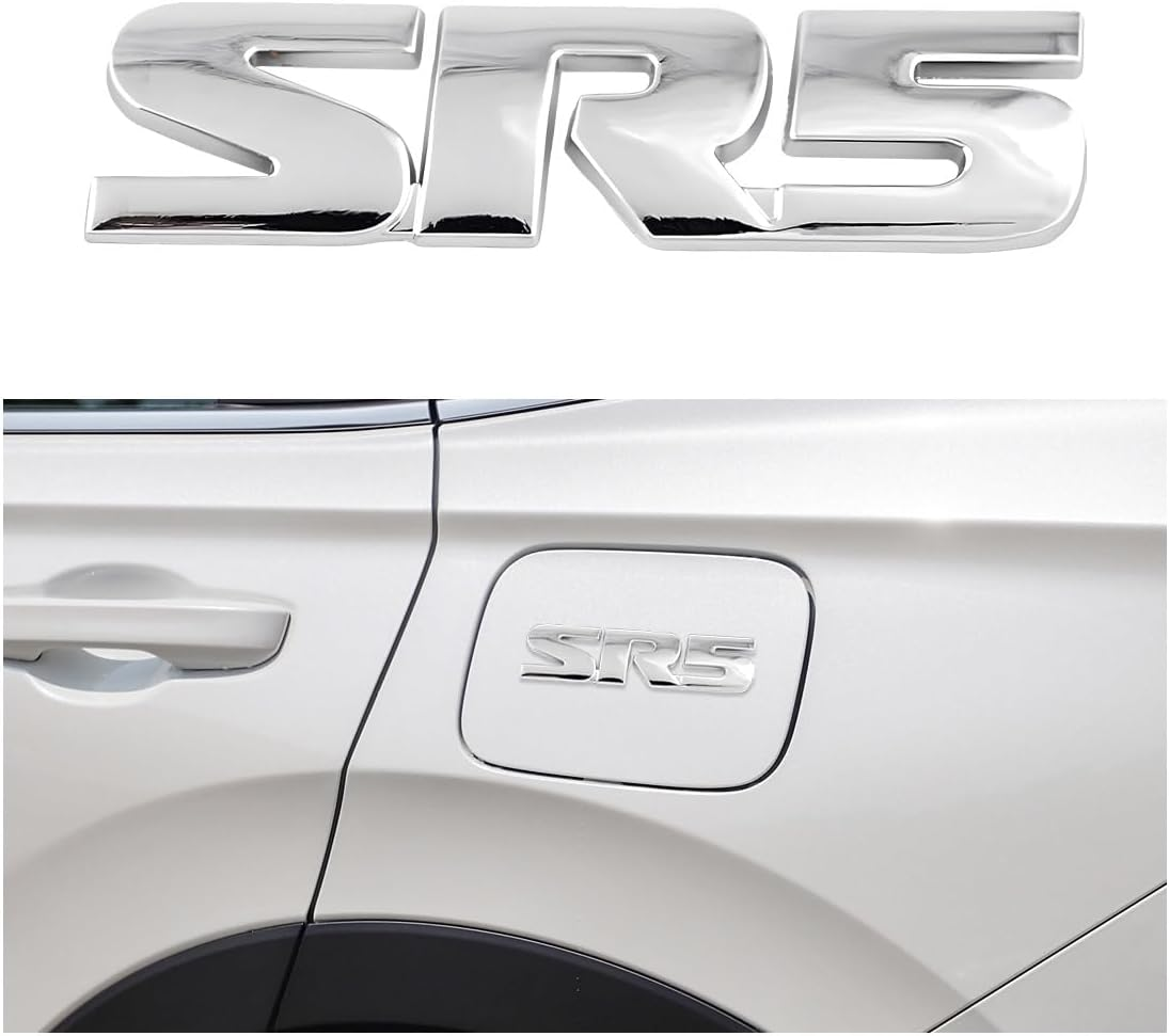 Wevdn 2PCS SR5 Metal Emblem, Premium 3D Classic SR5 Nameplate Logo Engine Badge Sticker, Universal SR5 Letters Metal Decal for Vehicle Side Fender Trunk Tailgate, Car Accessories (Black)