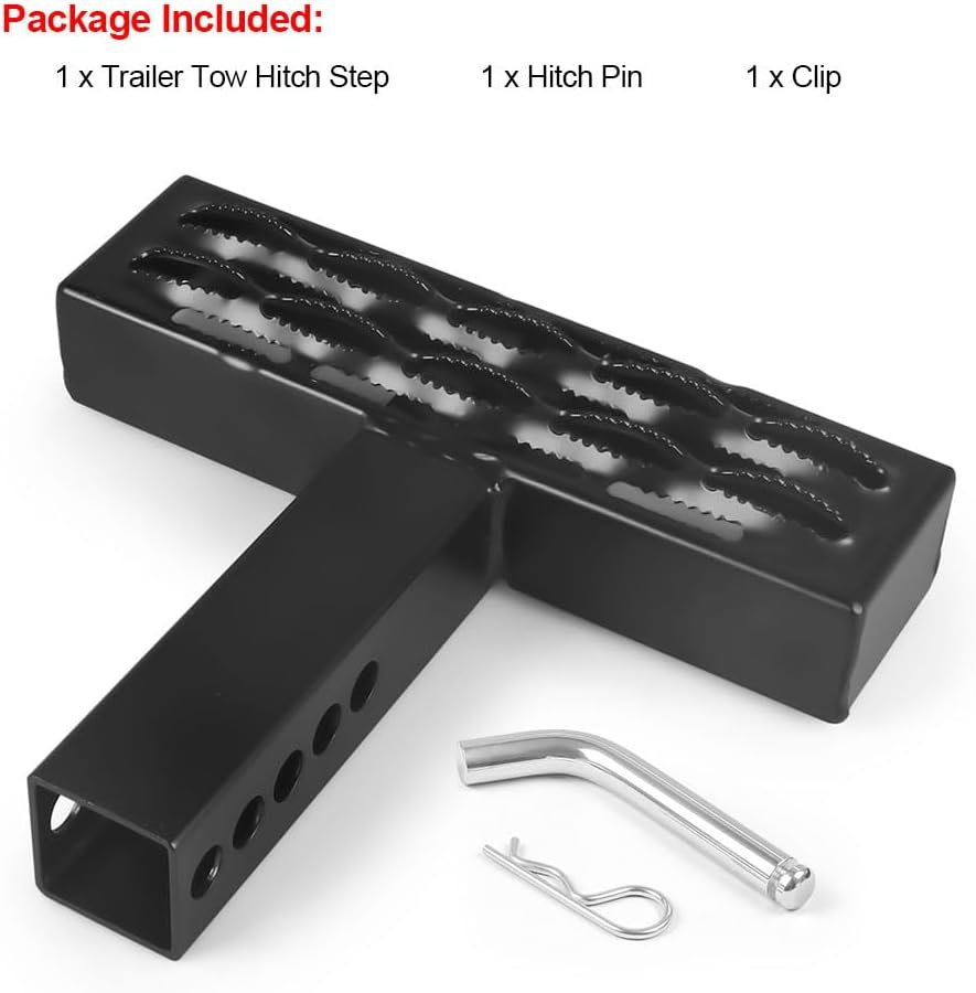 Dyno Racing 500 LBS Hitch Step Anti-Skid Teeth and Rust Towing Bumper Guard Hitch Steps with Pin Fits 2 Inch Receivers for Pickup Truck RV SUV (30CM) image number 4