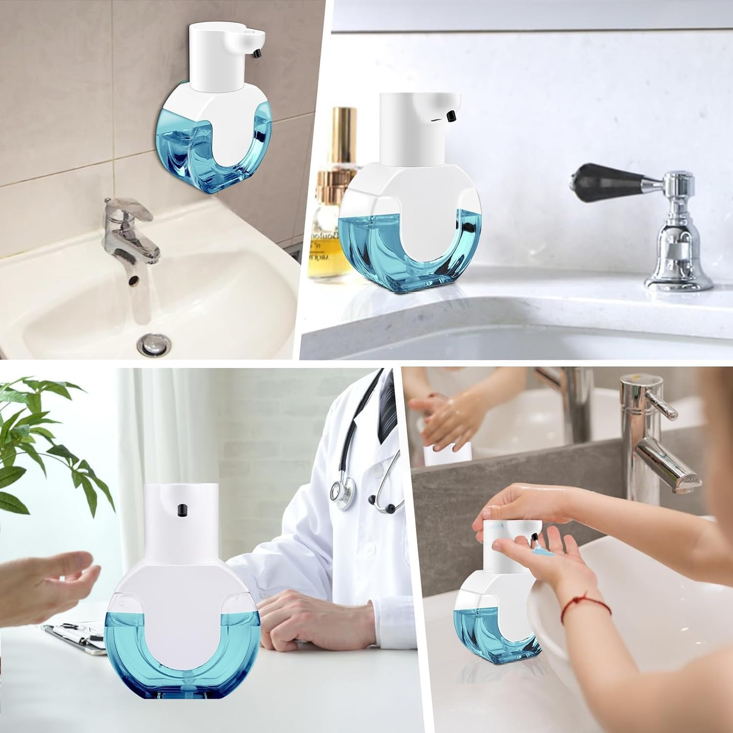 Ludopam Automatic Soap Dispenser, Wall Mounted or Tabletop Touchless Soap Dispenser 420Ml,4 Adjustable Soaps, Rechargeable，Waterproof, Smart Sensor,Soap Dispenser for Bathroom and Kitchen image number 4