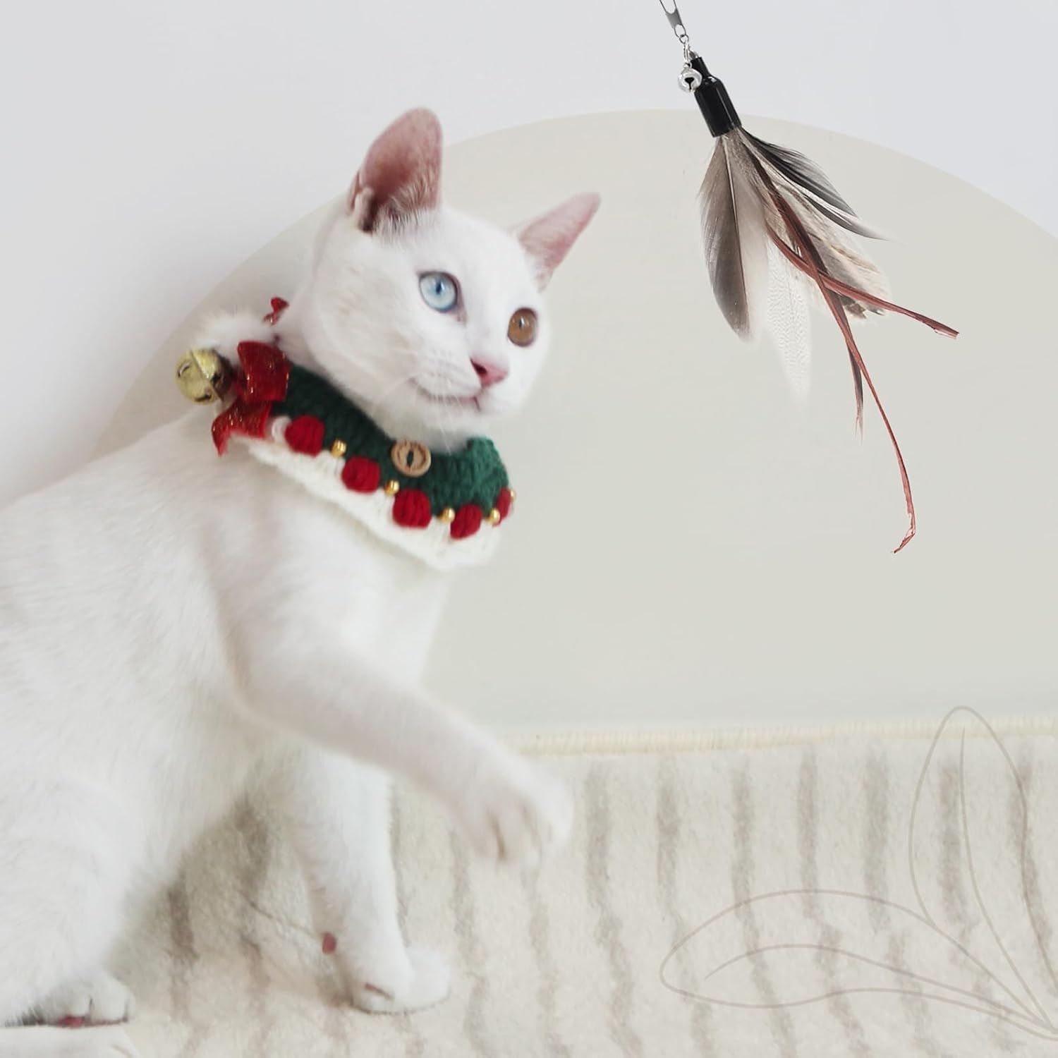 SONGWAY Cat Toy Wand Replacement - 4 Pieces Cat Toys, Cat Feather Toy Refills, Cat Teaser Wand Attachments, Interactive Cat Toys for Indoor Cats 4 Feather Refills - Pink image number 7