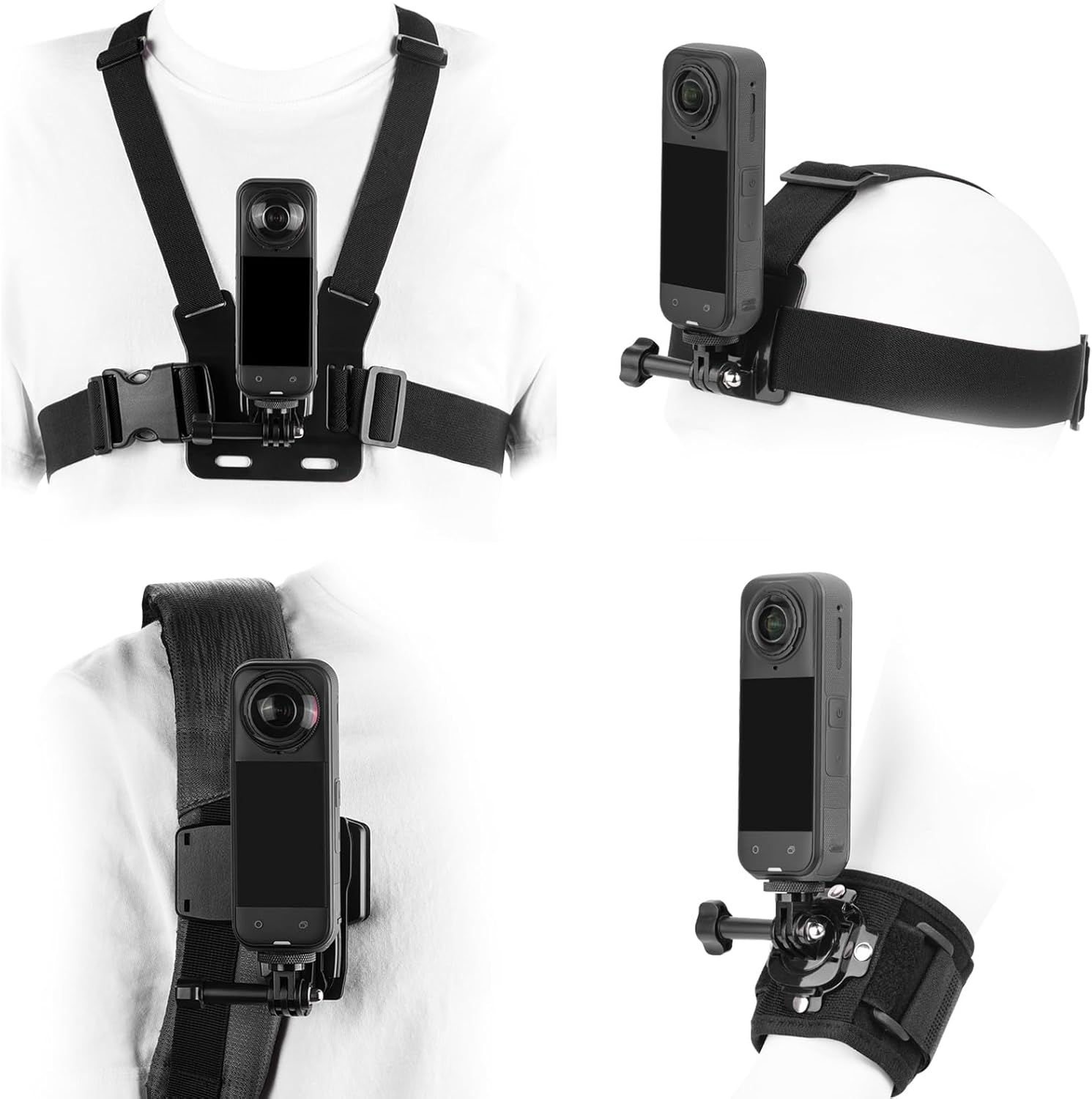 BRDRC Accessories Kit for Insta 360 X5 X4, Chest Mount Head Strap Harness Backpack Clip Holder Wrist Strap, 360&deg;Rotating Adapter + Quick Release for Insta360 One X5 X4 X3 X2 X Camera Accessory Bundle image number 3